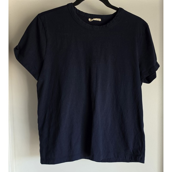 Madewell Tops - Madewell Women T-Shirt Short Sleeve Navy Solid Cotton Round Neck Tee Top